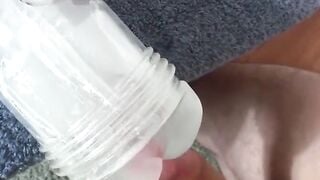 Young Walker slides his perfect cock in and outÂ  into his clear Fleshjack