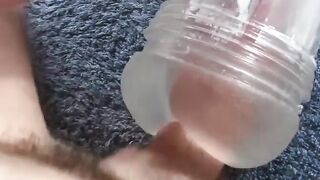Young Walker slides his perfect cock in and outÂ  into his clear Fleshjack