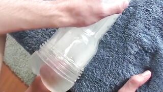 Young Walker slides his perfect cock in and outÂ  into his clear Fleshjack