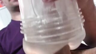 Young Walker slides his perfect cock in and outÂ  into his clear Fleshjack