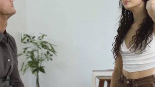 Curly haired Liz Jordan gets creamed in the vag after thorough sex with Ryan