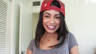 Veronica Rodrigues slobbers on cock before POV doggy style