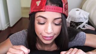 Veronica Rodrigues slobbers on cock before POV doggy style