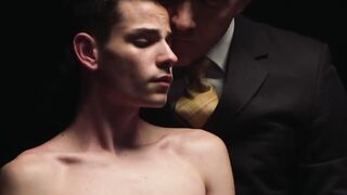 Suited Eli Bennet's massive load with suited Legrand Wolf's cock