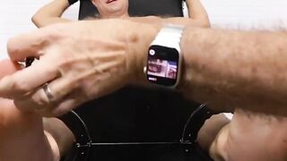 MaleFeetXXX.com - Restrained hunk AJ Stud's squirms in a tickle torment by a hairy gu