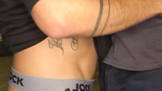 Inked twink Arturo Santos groaned hard in getting a deep ramming by stud dad Hans Ber