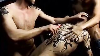 FilthyPissPlay.com - Piss fetish jocks enjoy spitroast threesome pounding after inten
