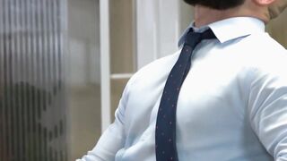 PlayingMen.com - Businessmen stain their office table and equipment with cum during i