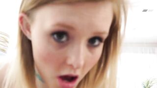 Blonde stepdaughter Lanna Carter pounded and doused in jizz