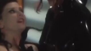 PussyCatsLatex.com - Redhead dominatrix's strapon torment and fuck of bound sub