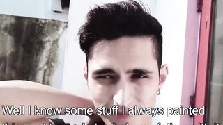 I painted my luscious gooey cum on twink punk Sonnys horny mouth Hoe 2