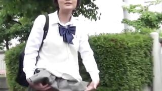 NipponPissTV.com - Pretty Japanese babe with hairy pussy pissing hard outdoors