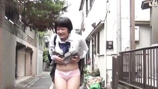 NipponPissTV.com - Pretty Japanese babe with hairy pussy pissing hard outdoors