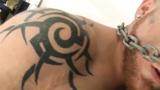 MuscleJockBound.com - Muscular gays in chains whipped by a handsome hunk in a BDSM du