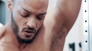 MaleNoir.com - Muscular black hunk Dillon Diaz strokes BBC until he cums hard and thi