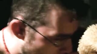Sexy Kyle received cum facial after sucking the long cock of Plushie Schwartz on the