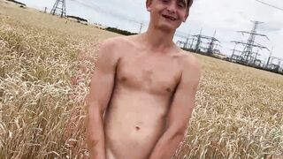 Cute teen blonde boy shows off his abs