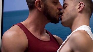 Tanned muscle dude get rough in steamy banging with a stud