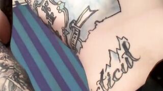Str8Thugs.com - Blinx's tattooed thug persona strokes his shaved hard cock in bed
