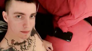 Str8Thugs.com - Blinx's tattooed thug persona strokes his shaved hard cock in bed