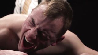 GayForSale.com - Twink moans while master pulls his balls tightly and dildo fucks his