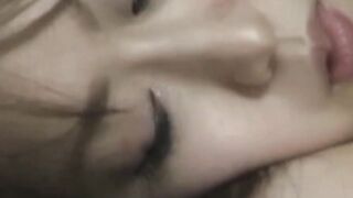 Japanese beauty teases her clit until wet climax