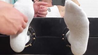 MaleFeetXXX.com - Muscular Joey's punishment and restraint in a feet tickling torment