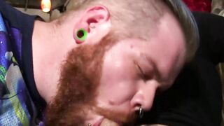 Sweaty ass shoving session by chubby buddies Skyler Grey and James