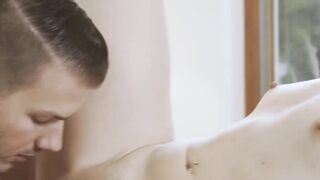 Aroused Codey Steele massaged my sleek body before giving my twat a hard screwing