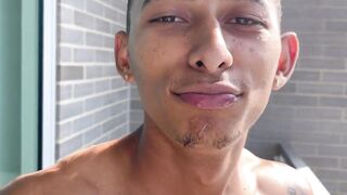 Amazing latino body and big huge cock handjob