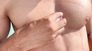 Amazing latino body and big huge cock handjob