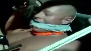 MuscleJockBound.com - Muscle jock's outdoor bondage with heavy ropes during a rough B
