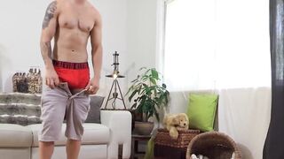 MaskXXX.com - Good looking jock's tattooed body and hard dick jacking