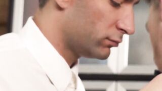 Cole Blue's smooth ass pounds onto Brian Adams's throbbing hard dick