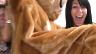 Voyeur ladies watch clothed chicks giving strippers blowjobs