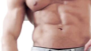 MaskXXX.com - Beefy stud's six pack show and fat dick tugging session