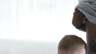 MaleNoir.com - Young redhead bottom rimmed and barebacked by big black jock cock hard