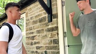 I splatter my cum on my abs after my hung stepdad James Keresford barefucks me Hoe 2
