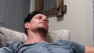I splatter my cum on my abs after my hung stepdad James Keresford barefucks me Hoe 2