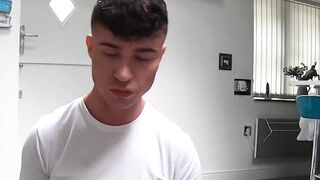 I splatter my cum on my abs after my hung stepdad James Keresford barefucks me Hoe 2
