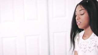 SmallGirlsInPorn.com - Skinny blonde Emma Hix enjoys riding and sucking two cocks