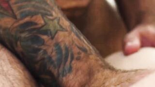 HardcoreBears.com - Bear with a fat ass lays down and lets inked stud pound him vigor