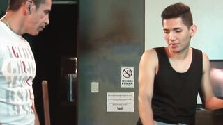 DaddyBreeding.com - Twink sub takes cum in mouth after bareback pounding until he gul