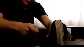 ToesXXX.com - Skinny twink's foot massage and huge dick cum play