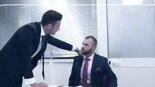 PlayingMen.com - Gay in suit  to suck dick and takes anal slamming with intense