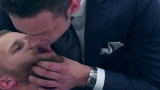 PlayingMen.com - Gay in suit  to suck dick and takes anal slamming with intense
