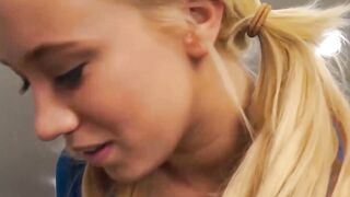 Cute stepdaughter bangs dad and swallows his thick load too