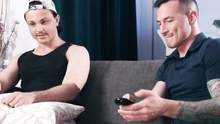 HETEROFLEXIBLE - Turned On Jock Derek Kage Caught Babysitter Enzo Muller Watching Soft Porn