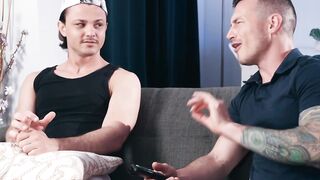 HETEROFLEXIBLE - Turned On Jock Derek Kage Caught Babysitter Enzo Muller Watching Soft Porn