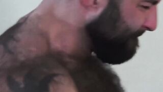 BreedingMeRaw.com - Muscular hairy bear Atlas Grant barebacks Gabriel Divo hard